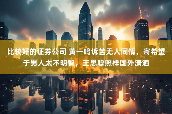 比较好的证券公司 黄一鸣诉苦无人同情，寄希望于男人太不明智，王思聪照样国外潇洒